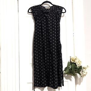 Tucker Flutter Sleeve Classic Midi Dress Inked Batik in Crepe de Chine Silk